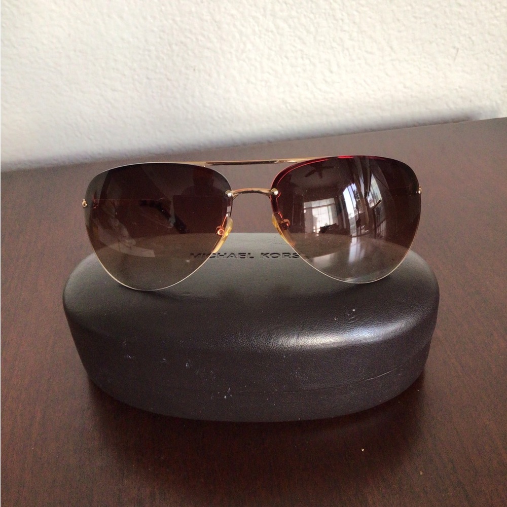 Michael Kors M2001 Gold/Brown Aviator Sunglasses